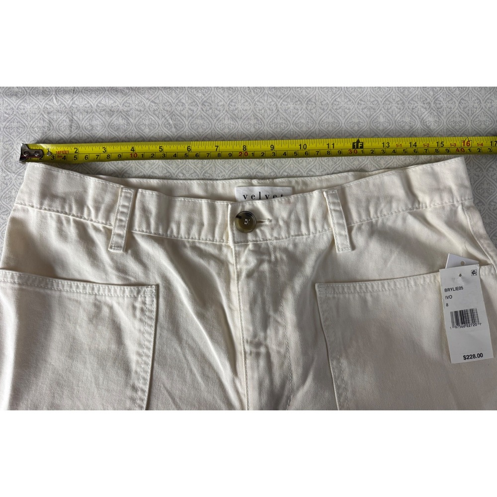 Velvet by Graham & Spencer Off White Cotton Painter Pants Wide Leg Size 8 NWT - Picture 6 of 11